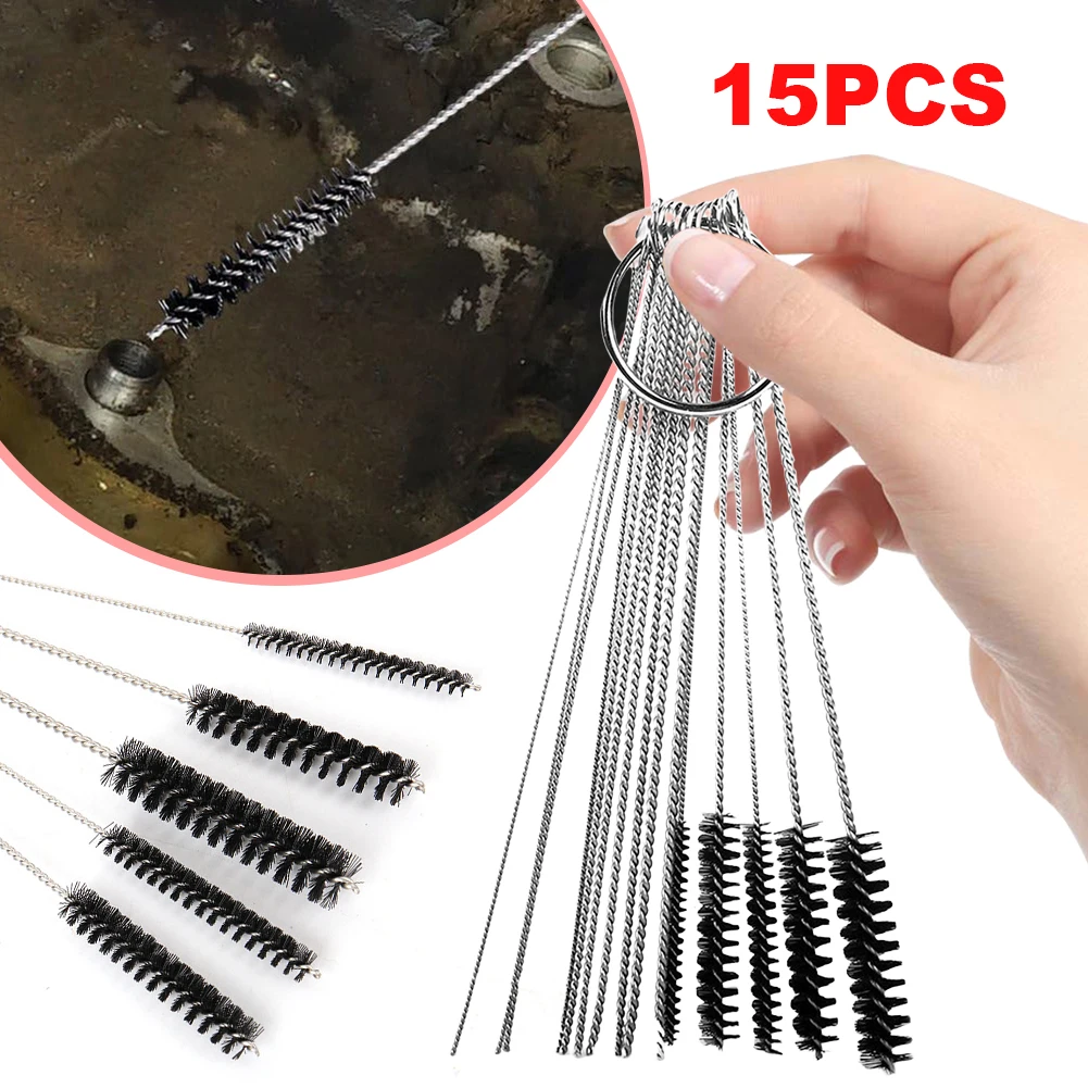 Carburetor Carbon Dirt Jet Remove Cleaner 10 Cleaning Needles + 5 Brushes Kit for ATV Welder Carb Chainsaw Spray Gun Torch Tips