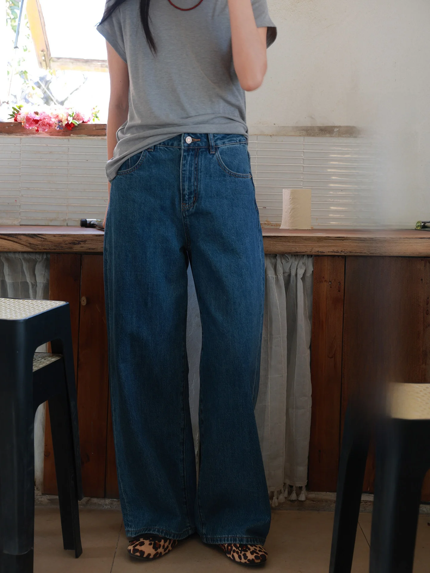 

Spring New Cotton Denim Pants High Waist Straight Leg Loose Casual Long Trousers for Women Drawwind2026 Commuter Style