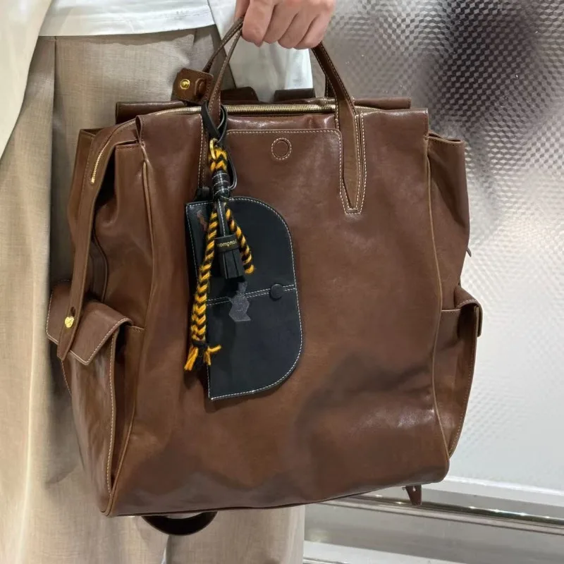 

2026 New Large Size Retro Tanned Leather Laptop Bag Song Mountain Trace Series Dual-Shoulder Bag Vintage Style Computer Case