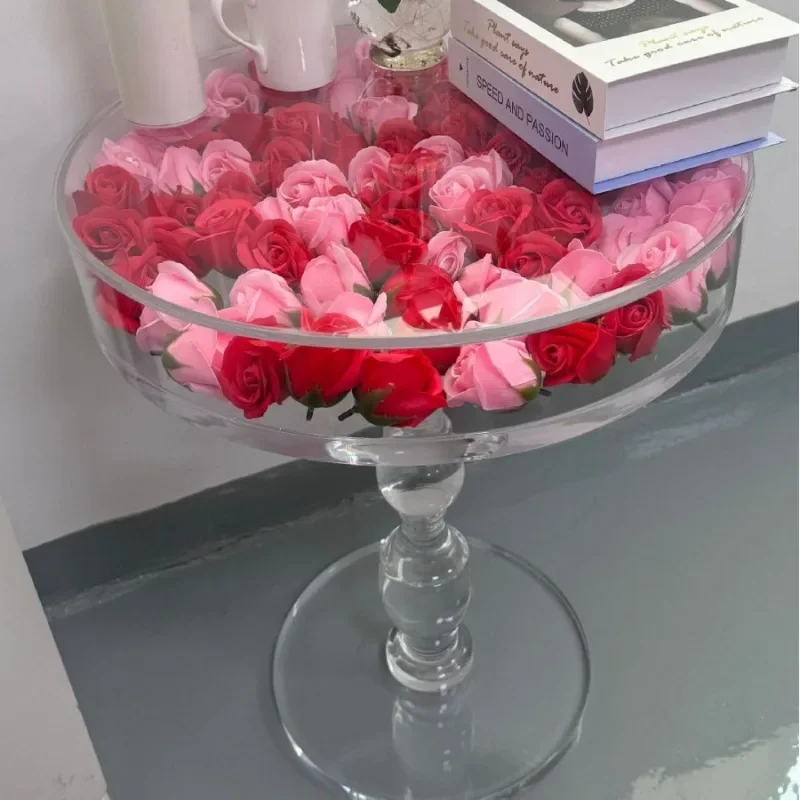 transparent coffee table, side table with storage, suitable for gift housewarming, romantic marriage proposal small round table