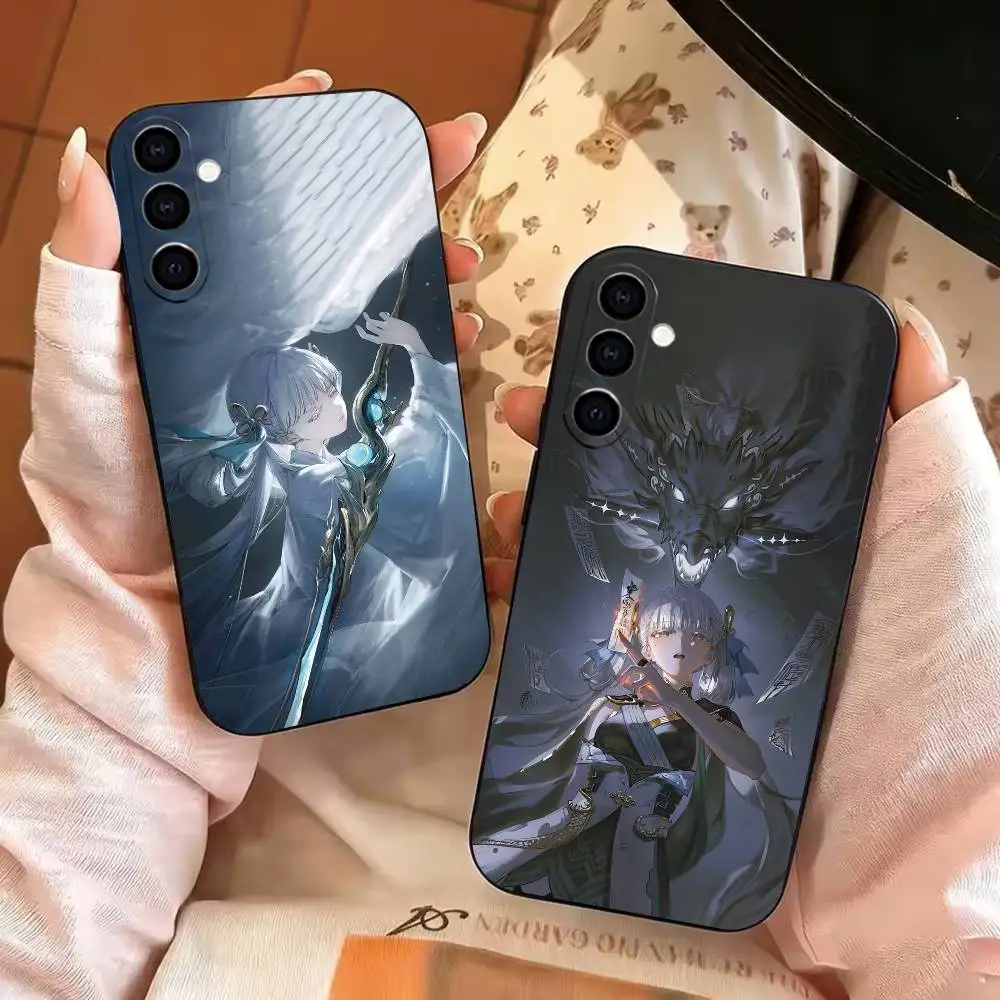 Jinhsi wuthering Waves Phone Case Black Silicone Soft For Samsung Galaxy A73,A72,A71,A70,A53,A52,A51