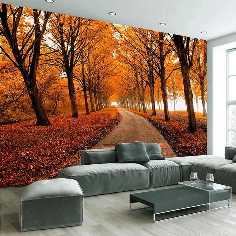 Customized 3D Nature Landscape Wallpaper Autumn Maple Woods Mural Spatial Expansion Restaurant Living room TV background bedroom