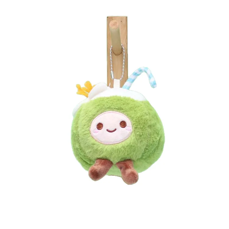 코코넛 펜던트 키체인, 귀여운 봉제 인형, 열대 과일 인형, 커플을 위한 창의적인 선물, 고급스러운 느낌의 봉제 인형 식물