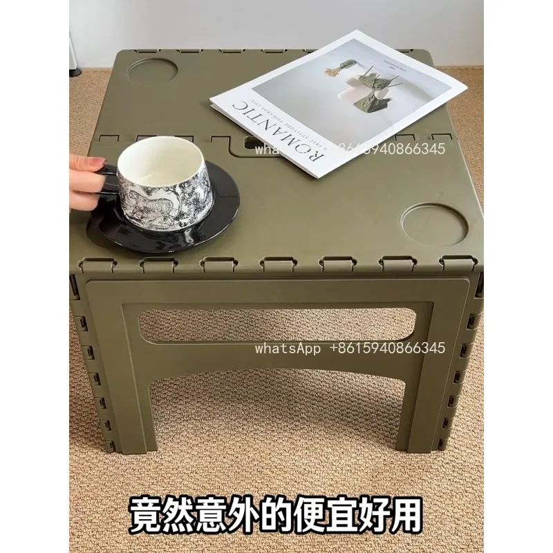 Portable folding dining table stall camping can store plastic table car student dormitory desk rental furniture