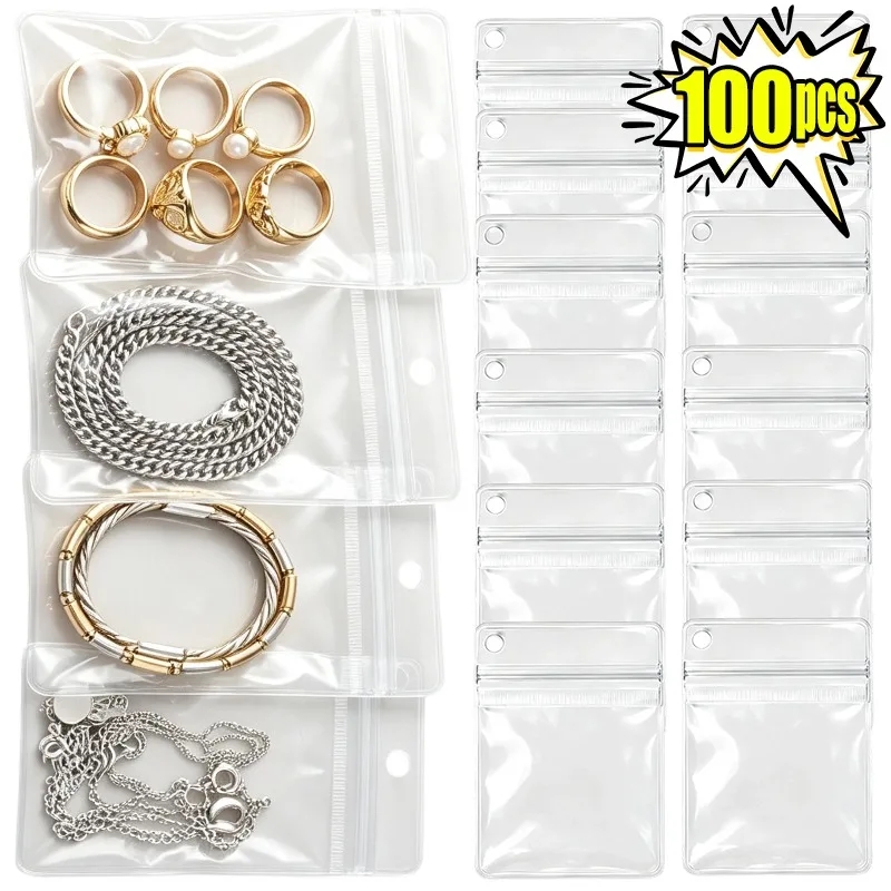 20/100Pcs Clear PVC Self Sealing Bags for Jewelry Packaging Transparent Pouch Multiple Sizes Tear Resistant Lightweight for Ring
