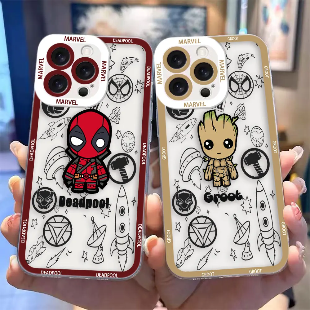 Cartoon Marvel Groot Iran Spiderman Cover Clear Phone Case For OPPO RENO 12 11 11F 10 8 8Z 8T 7 7Z 6Z 5G 5 5F FIND X3 Case Funda