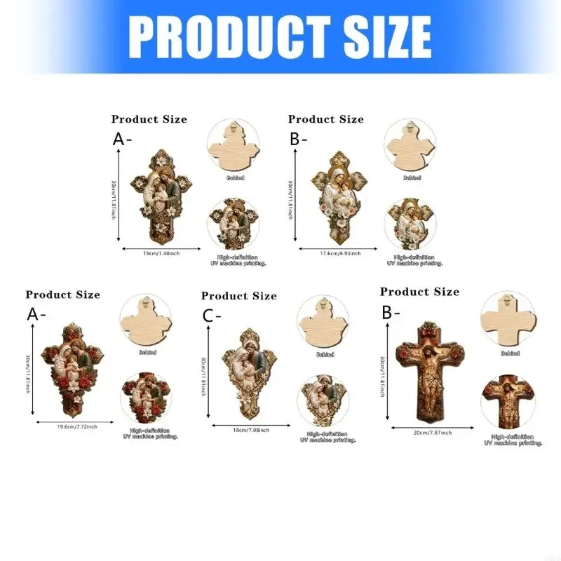 Prayer Corner Crosses Wall Decors, Wooden Christian Home Ornament, Natural Back