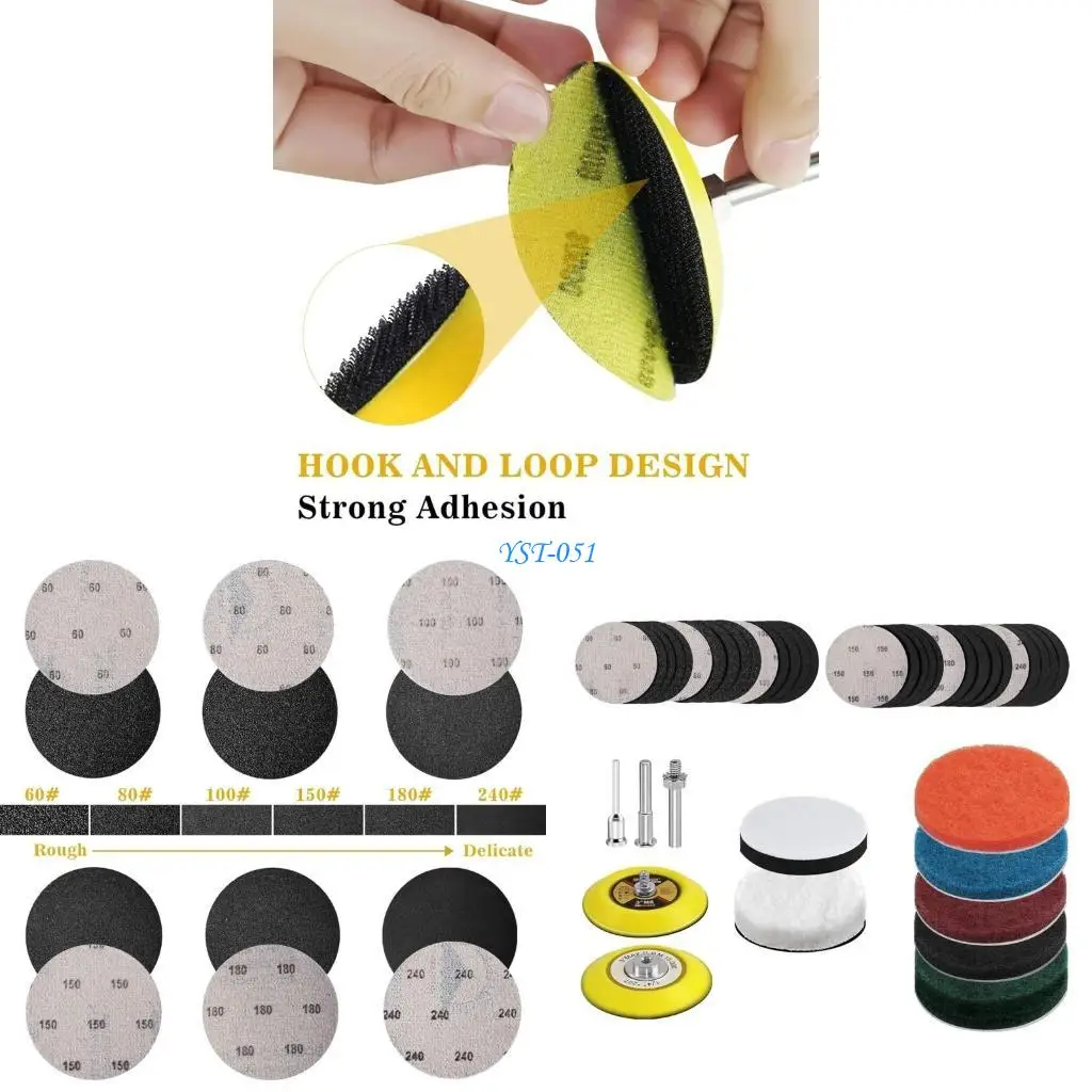 

E15A 42pcs Car Furlight Комплекты для восстановления шлифовальных дисков с подкладкой для половинки полировочной площадки для