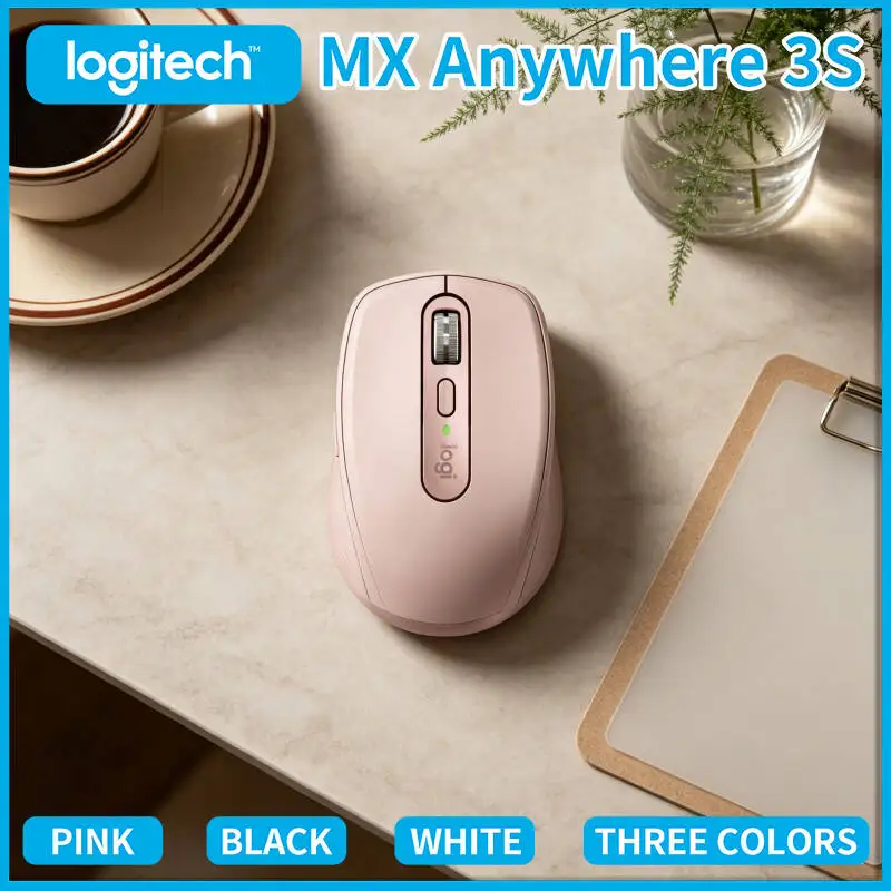 High-Performance Logitech MX Anywhere 3S - 8K DPI Glass Tracking, Hyper-Scroll, Silent Click, 3-Device Sync, USB-C Charging