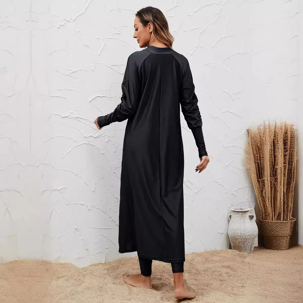 Full Cover Up Diving Surfing Modest Muslim Women Swimsuit Three Piece Set Sun Protection Long Dress Conservative Split Swimwear