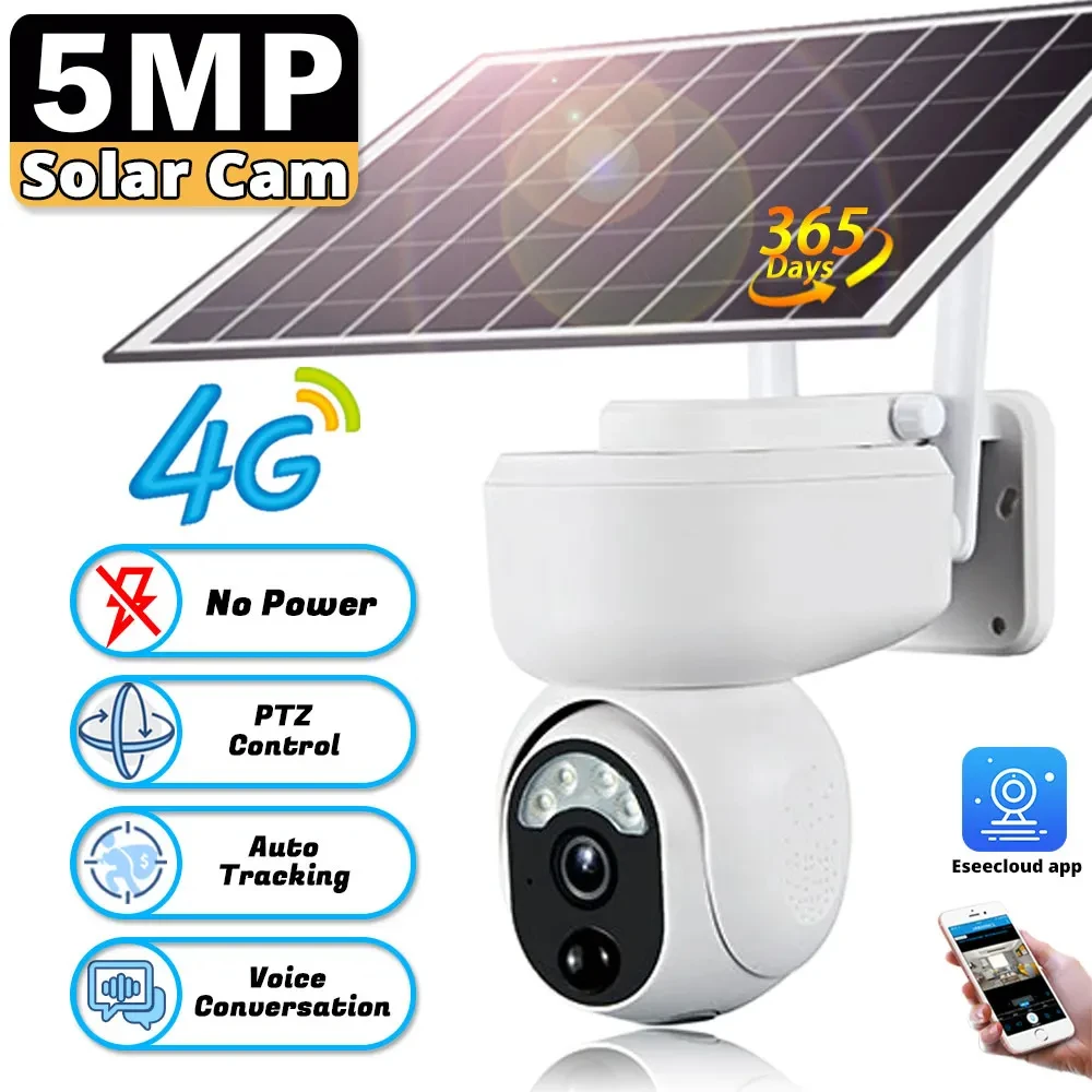 

2K 4G Battery Camera 5MP PIR Motion Cam AI Animal Detection 2-Way Audio 360 Wireless Outdoor Security Cameras with Solar Panel