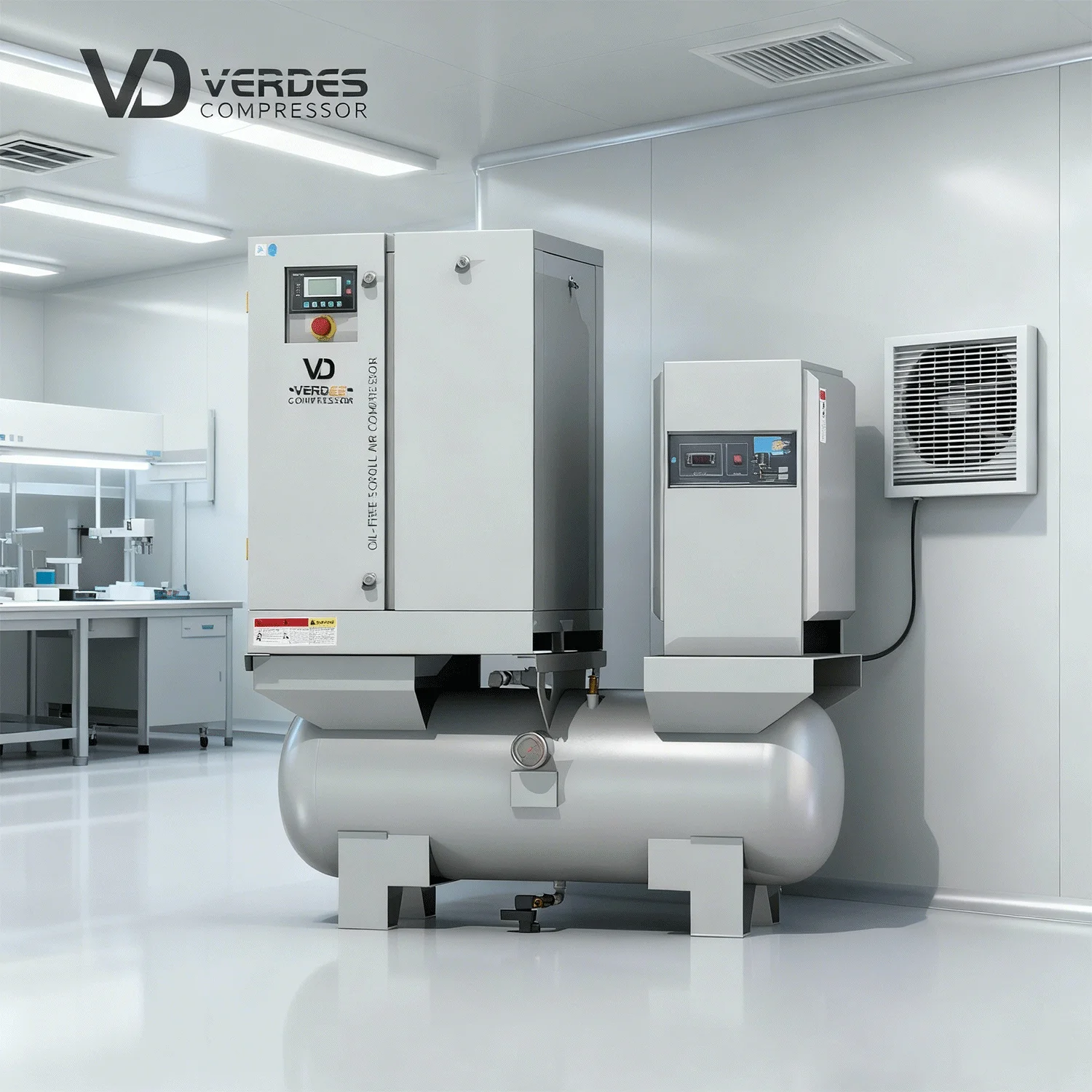 VERDES Portable Low Noise Oil-Free Scroll Air Compressor 37kW 8-10bar 380V/3ph/50Hz for General Industry & Laboratory Use
