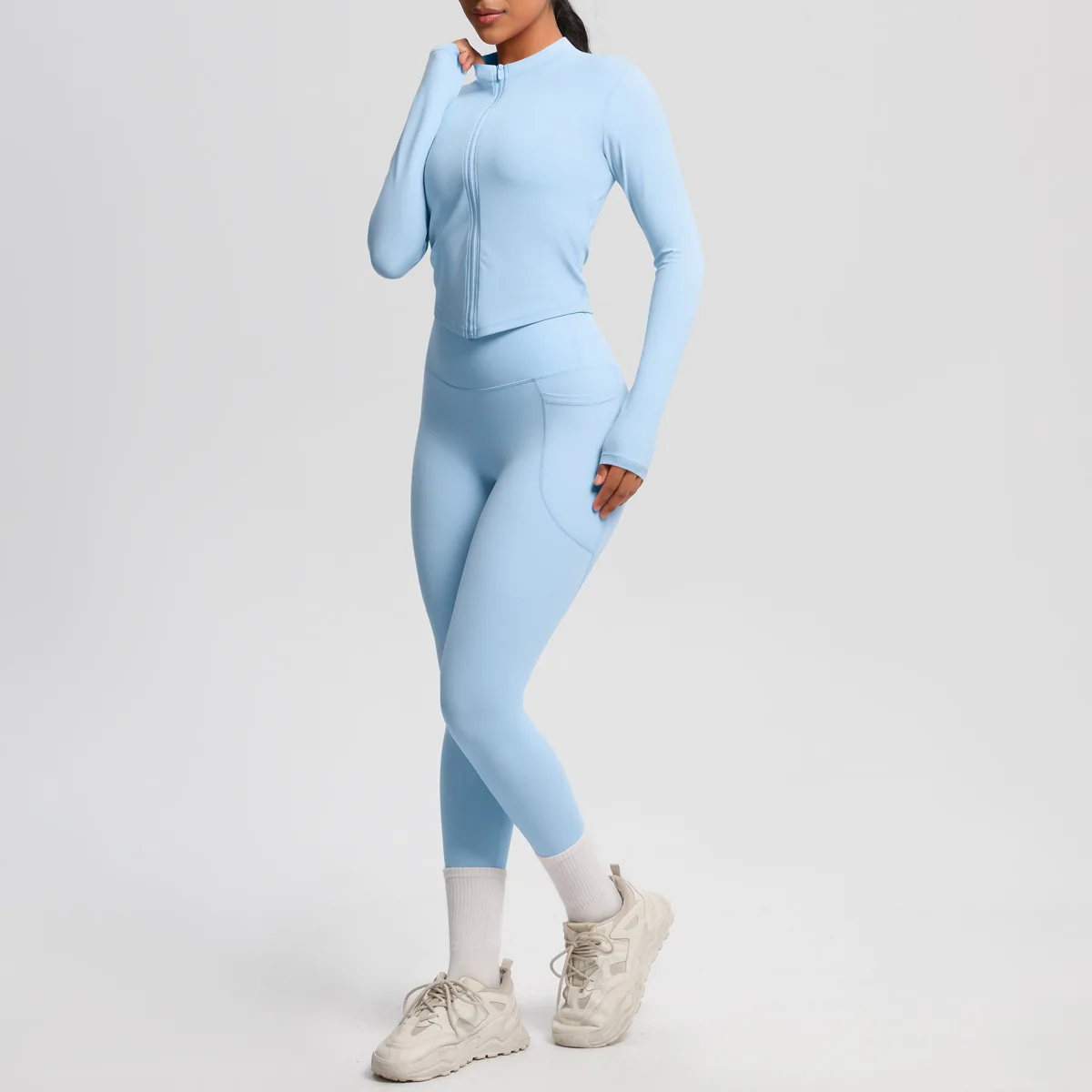 Cerniera Donna Outdoor Running Fitness Wear T-shirt Top a maniche lunghe Giacca da yoga Camicia a maniche lunghe Palestra Push Up Cappotto da allenamento XP260