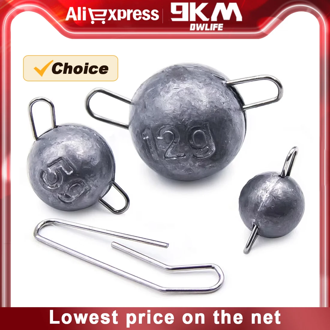 9KM 10Pcs Cheburashka Weights Cheb Ball Sinkers Hook Connector Freshwater