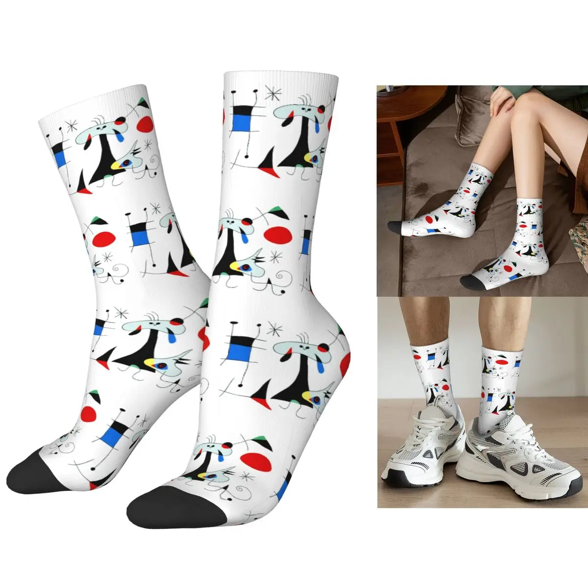 

Носки Joan Miro с абстрактным сюрреализмом, чулки высокого качества в стиле Харадзюку, всесезонные длинные носки, аксессуары для мужчин и женщин, подарки