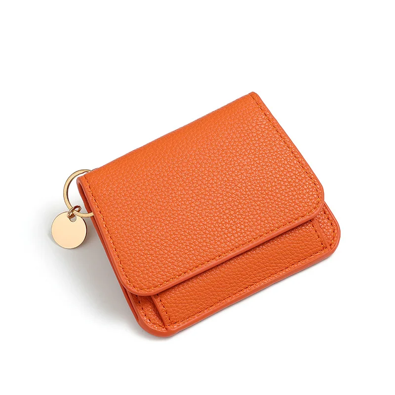 Korean Fashion Mini Portable Short PU Leather Card Holder Wallet Multi-Color Key Words: Compact Card Case Accessory Storage