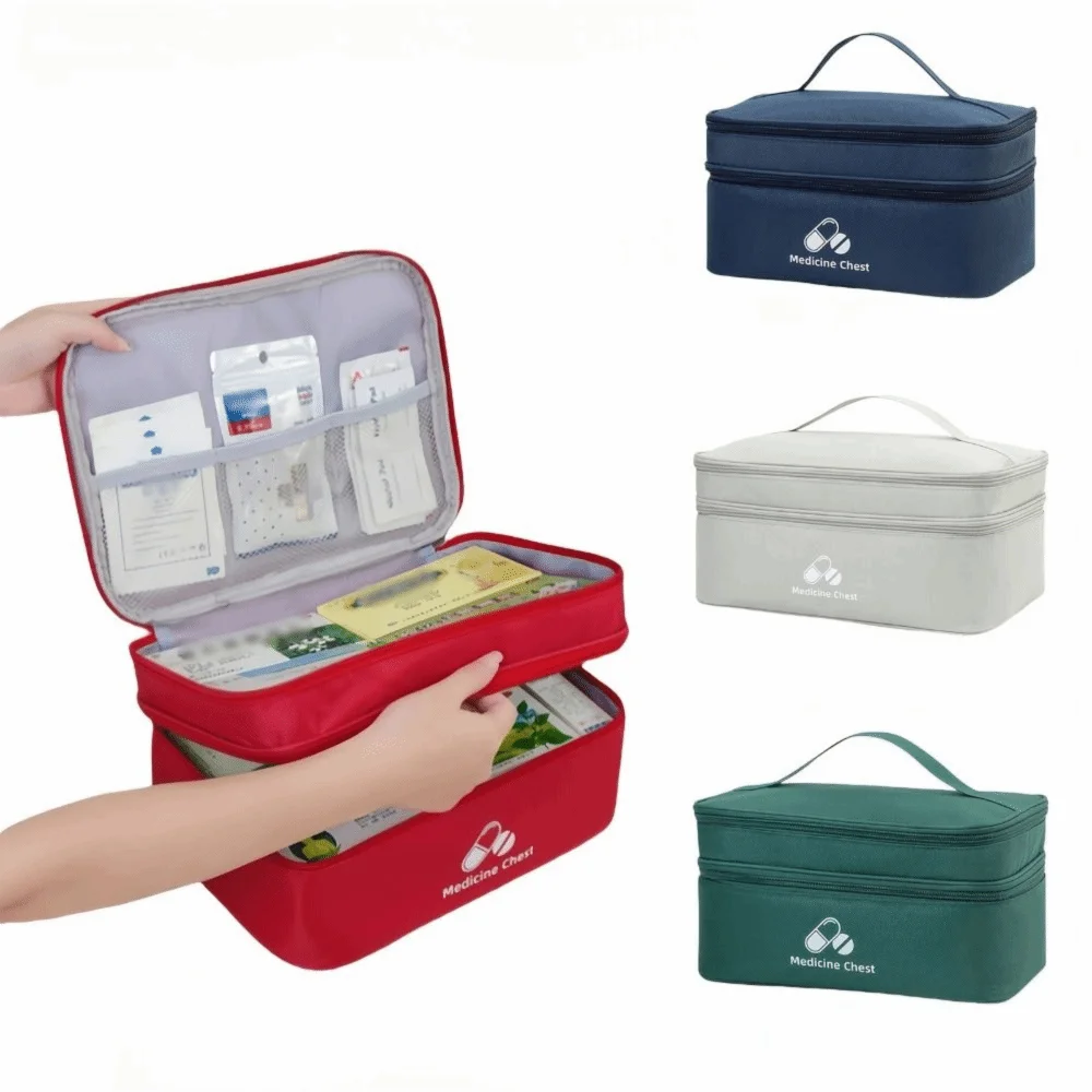 Double Layer Empty Emergency Bag Large Capacity Oxford Cloth Portable Trauma Bag Zipper Solid Color Pill Storage Pouch Outdoor