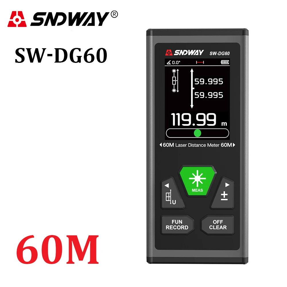 Laser Distance Meter Rechargeable Bilateral Dual Laser Rangefinder 60M 100M Digital Laser Tape Measure Angle Measurment Tool