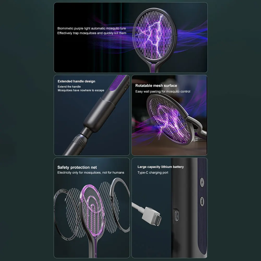 الدورية رئيس الكهربائية يطير منشة 2 في 1 علة صاعق مضرب قابلة للشحن الكهربائية يطير منشة يطير القاتل ومصباح فخ البعوض