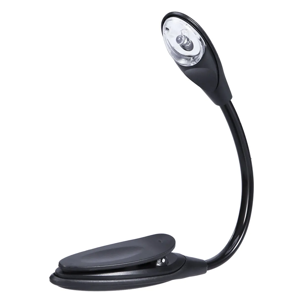 Mini lampe de livre LED à clipser, noire, Flexible, réglable, Portable, lampe de lecture longue durée pour lire la pêche de nuit
