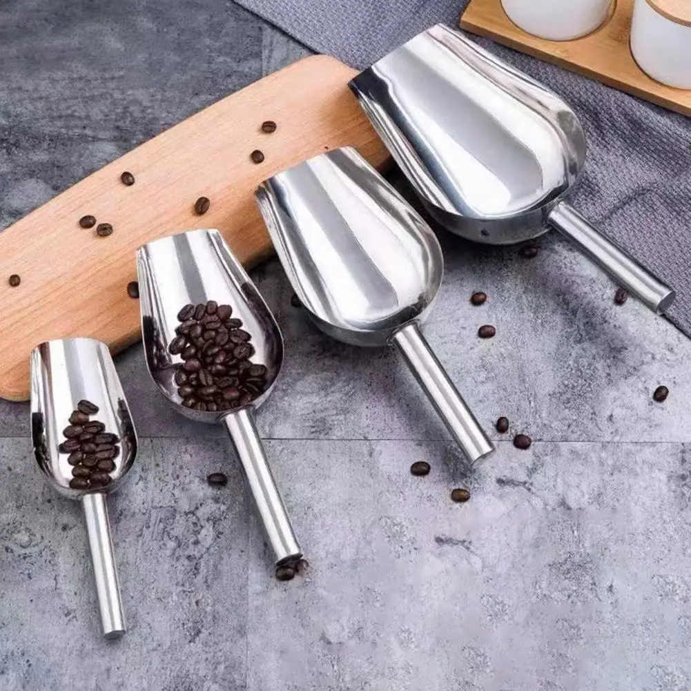 Ice Shovel Popcorn Scoop Rust-proof Stainless Steel Ice Shovel Multi-purpose Scoop for Food Candy Pet Feeding Durable Versatile