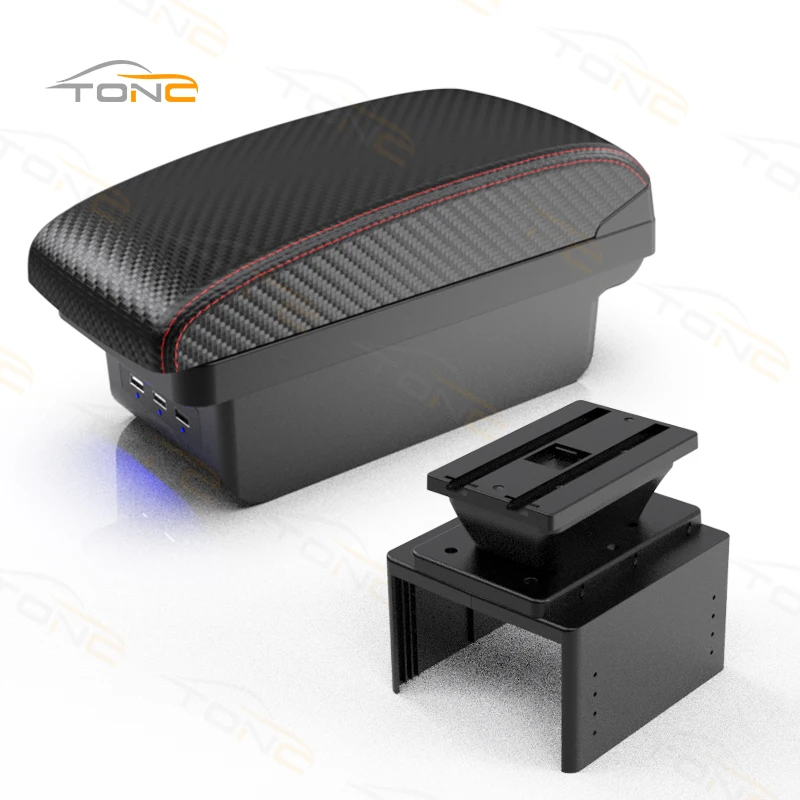 Caja de reposabrazos universal para coche, caja de almacenamiento para consola, piezas de modificación interior de coche, 3USB