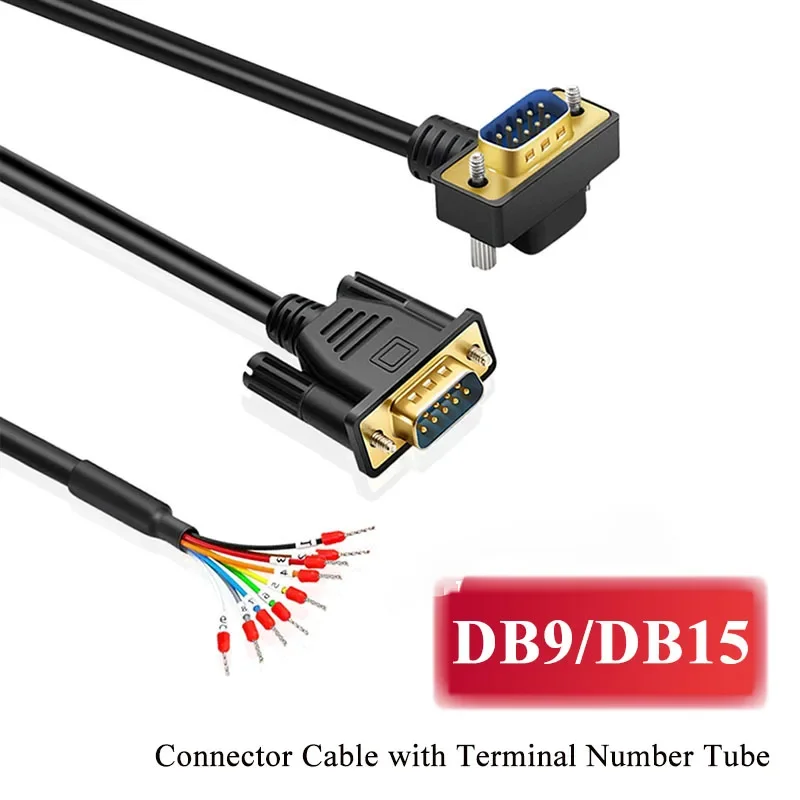 Industrial Grade DB15 DB9 Single Head Connector Cable with Terminal Number Tube 9 15 Pin Male Female Serial Port Connection Line