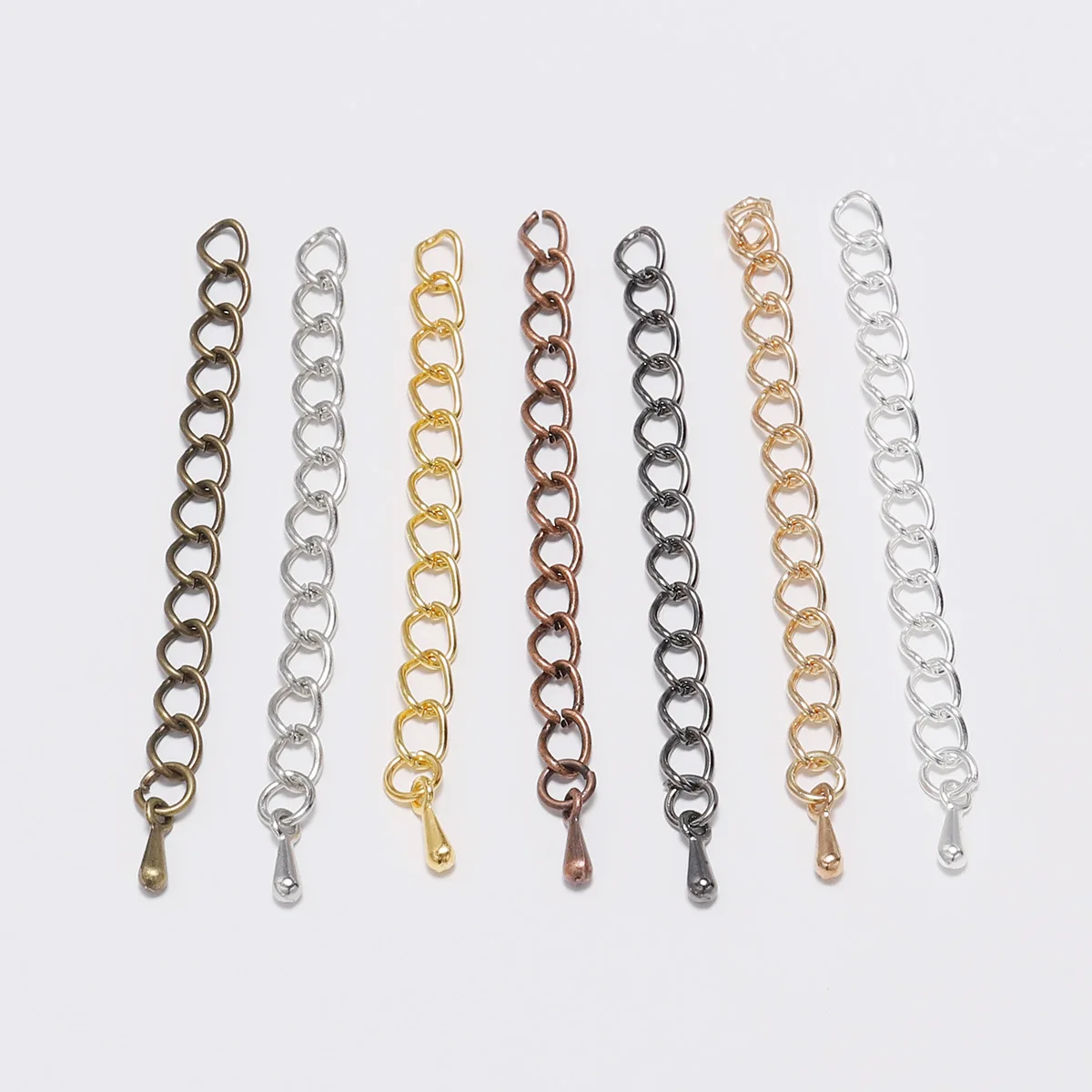 Necklace Extension Chain Diy Accessories 5-7mm Drop Tail Chain Copper Clad Iron Extension Chain 20 pieces/bag