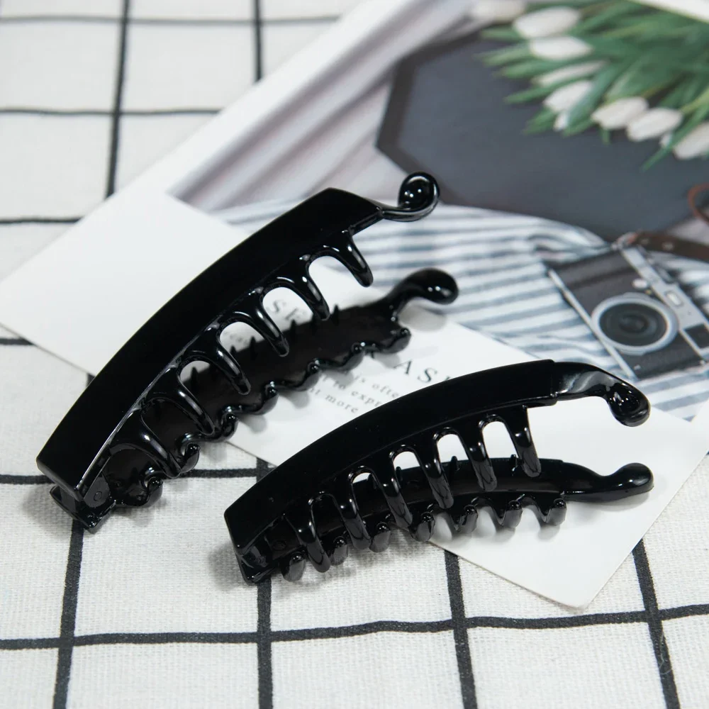 Women Banana Hair Clips Ponytail Clip Black Hair Claw Hairpins Barrettes Clamp Pony Tail Holder Headwear Korean Hair Accessories