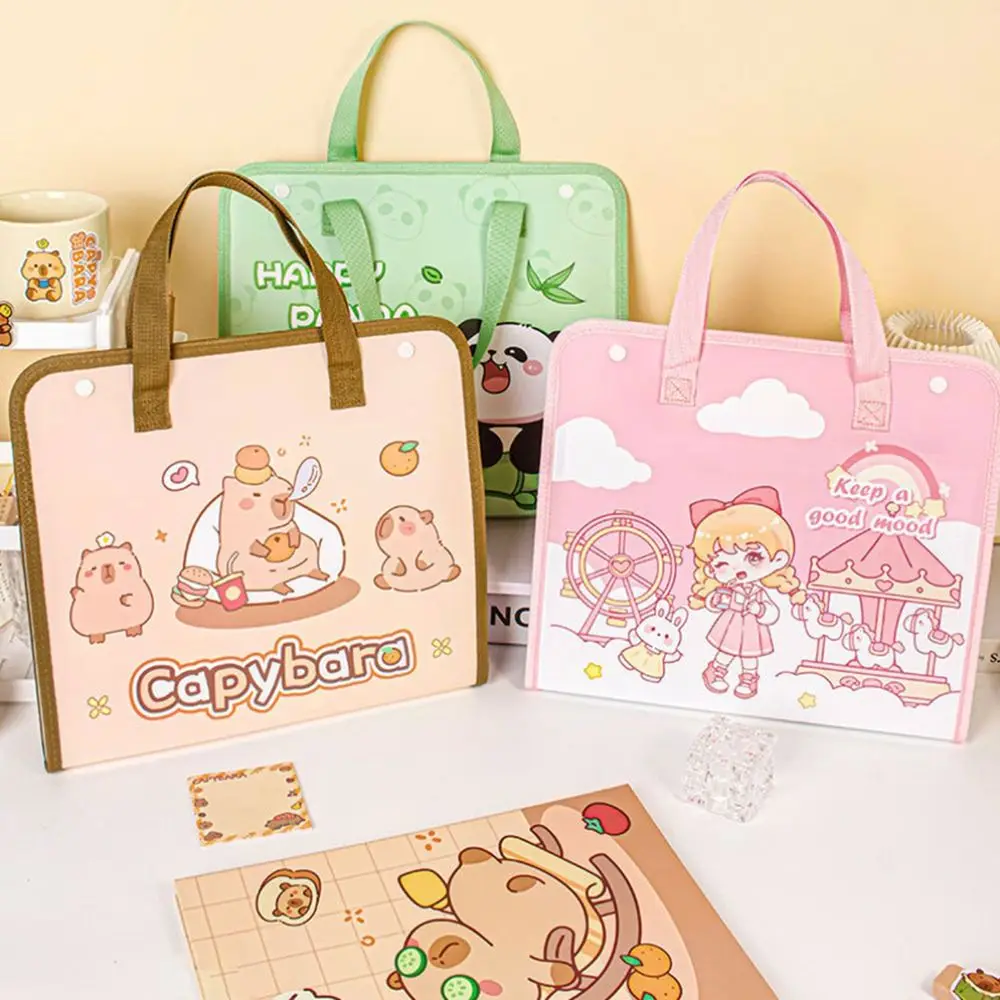 

Fashion Capybara/Panda Document Bag with Handle Multi-layer Expanding File Bag Classified Large Capacity Organ Bags Students