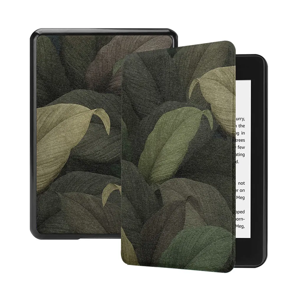 kindle case Colorful leaf pattern 2022kindle Youth version anti-fall silicone soft shell paperwhite3 sleep wake TPU leather case