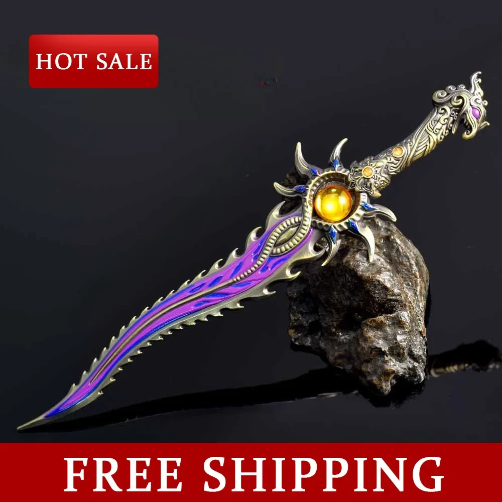 28cm naraka bladepoint manticore dentes espada jogo periféricos de metal completo artesanato arma modelo mesa colecionável ornamentos menino brinquedo