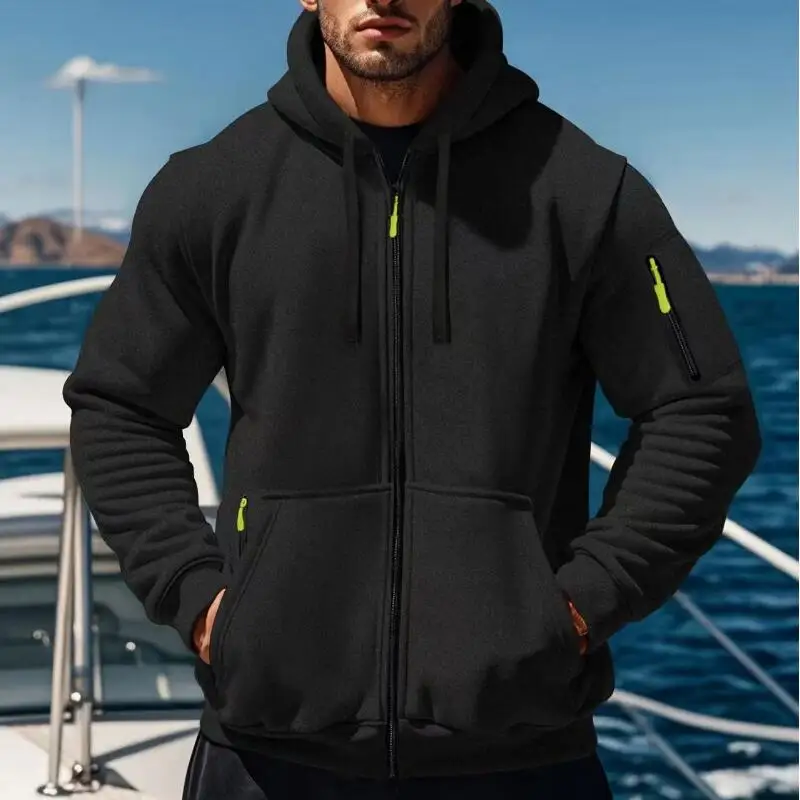 

Men's Clothing Sportswear Zipper Hoodie with Side Pockets Fashionable Long Sleeved Casual Wear Men's Outerwear Sweatshirt 2025