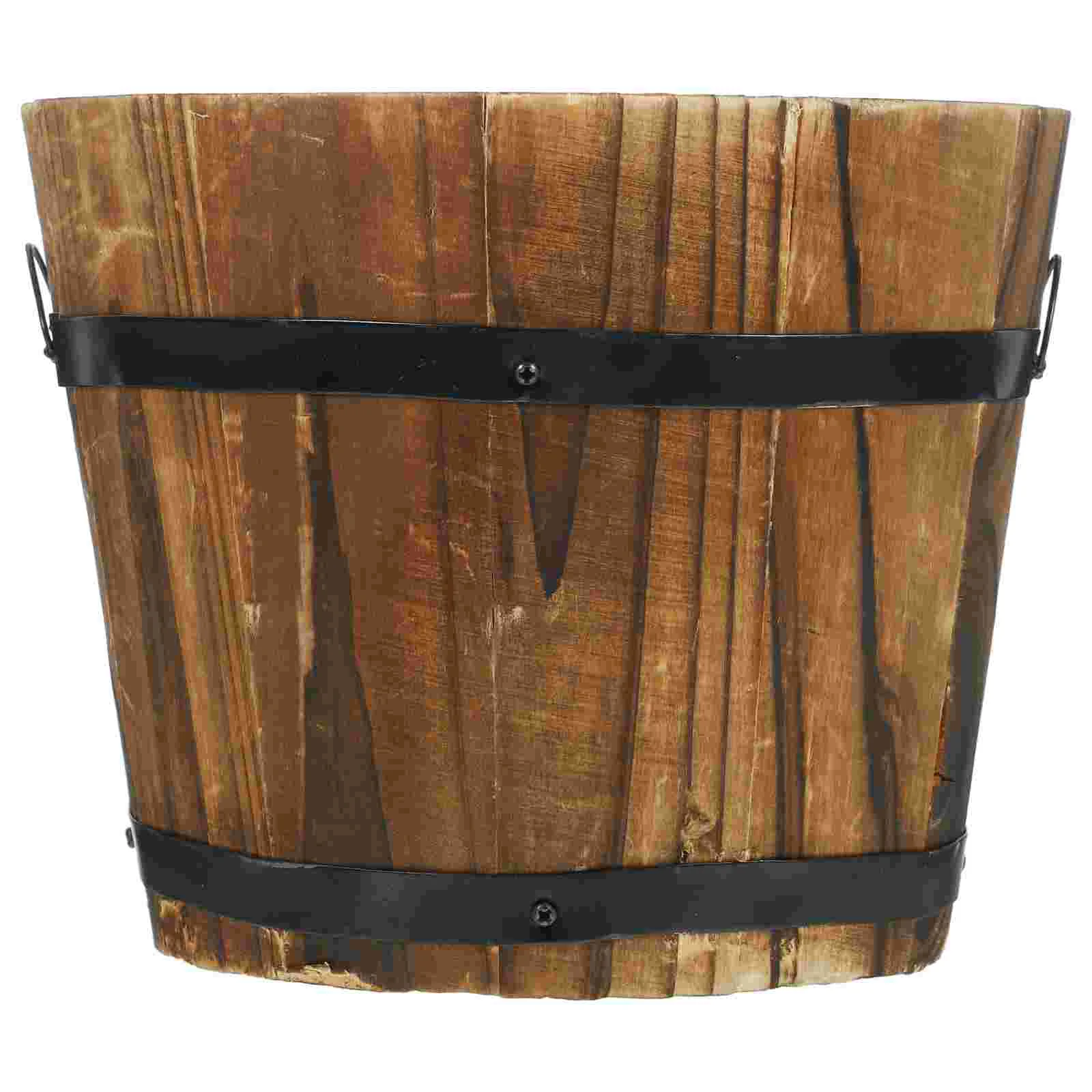 Artificial Solar Lights Outdoor Decorative Wishing Well Bucket Wooden Pot Stand Indoor Home