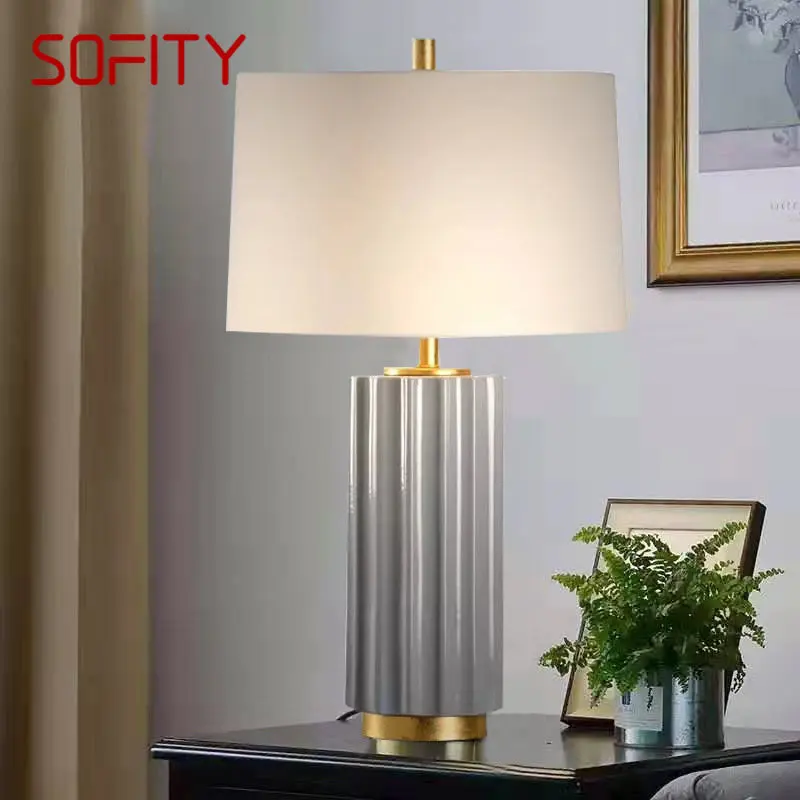 

SOFITY Modern Ceramic Table Lamp LED Creative Simple Bedside Desk Lights for Home Living Room Bedroom Decor