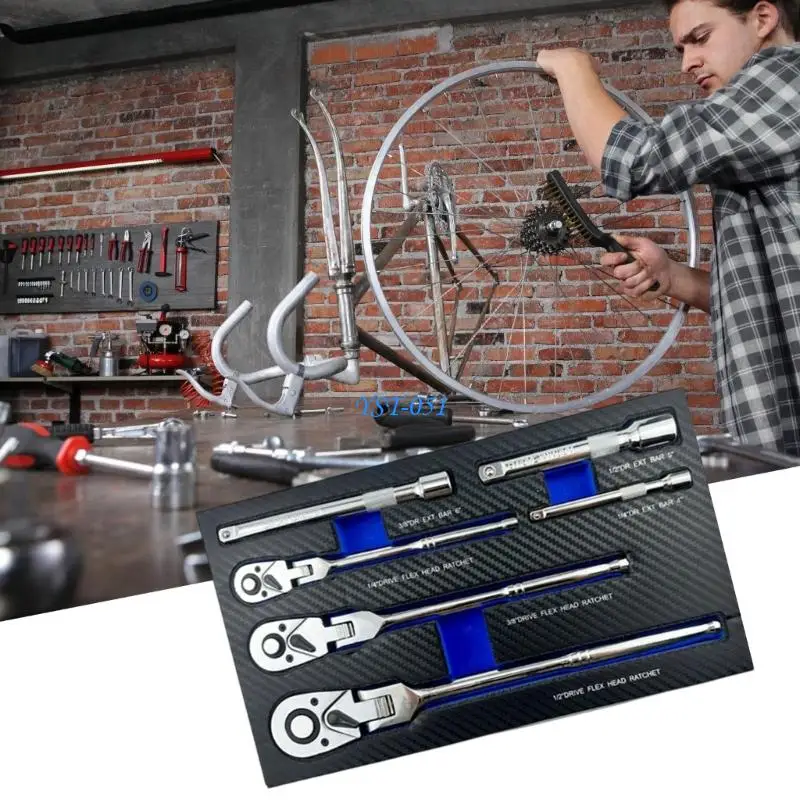 

E15A Набор ключей с храповой головкой, 6 предметов, с возможностью поворота на 180 градусов и удлинителем для ремонта в