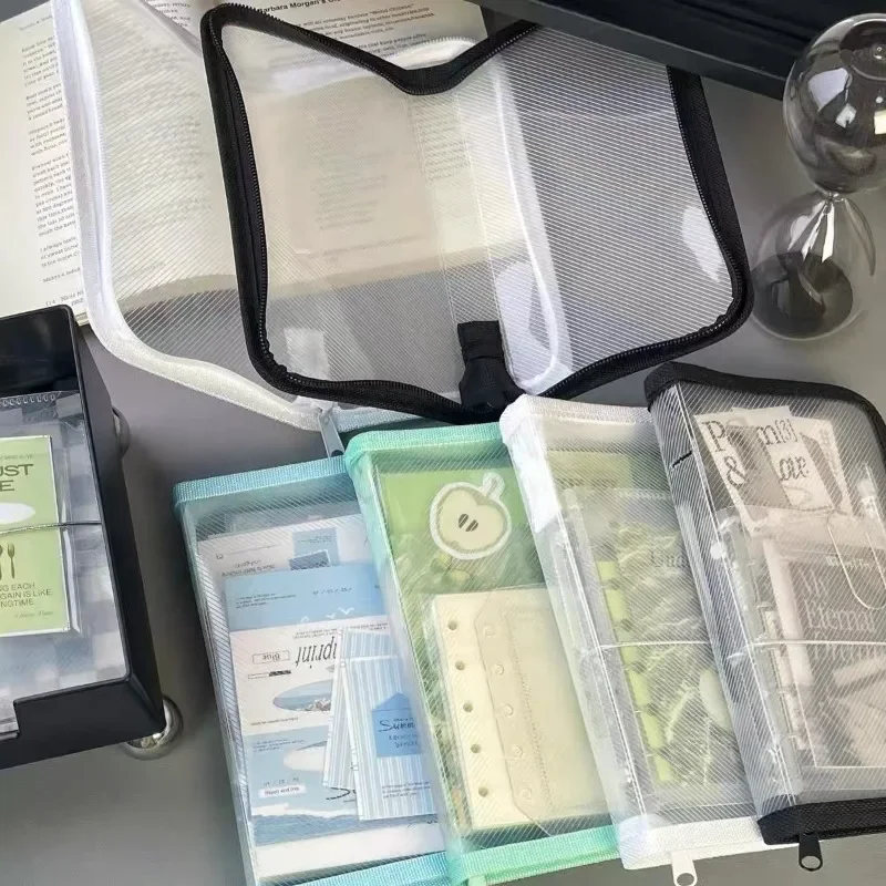 

Simplicity Scrapbook Journal Sticker Storage Case Solid Color Transparent Stationery Organizer Portable A6 Large Capacity Case