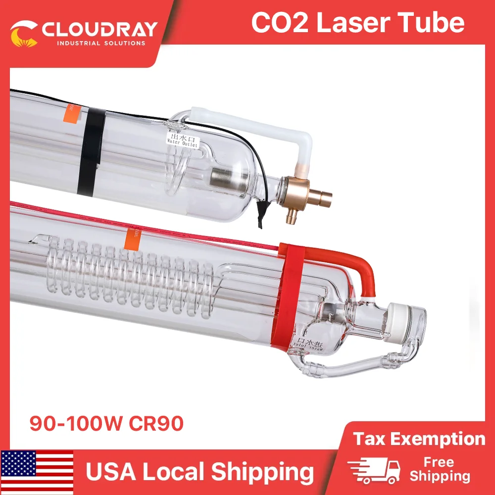 

Лазерная трубка Cloudray 90W CO2 CR90, длина 1250 мм, диаметр 55 мм/80 мм, улучшенная металлическая головка, стеклянная трубка для CO2 лазерного станка