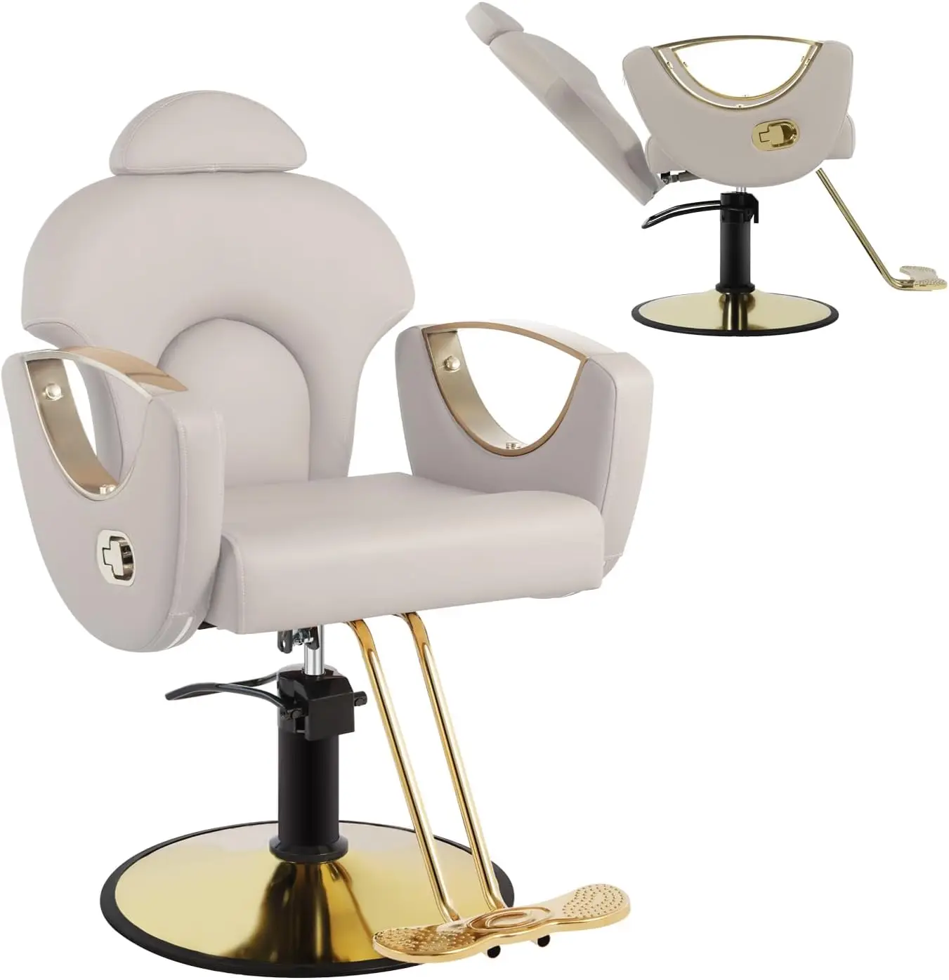 Reclining Salon Chair for Hair Stylist, Hair Chair with Heavy Duty Hydraulic Pump, 360 Degrees Swivel, Styling Braiding