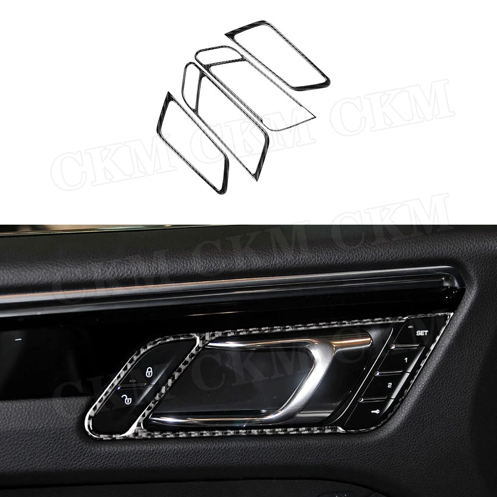 

Carbon Fiber Car Inner Door Handle Panel Trim Frame Cover Mouldings Stickers for Porsche Macan 2015-2018 Auto Car style