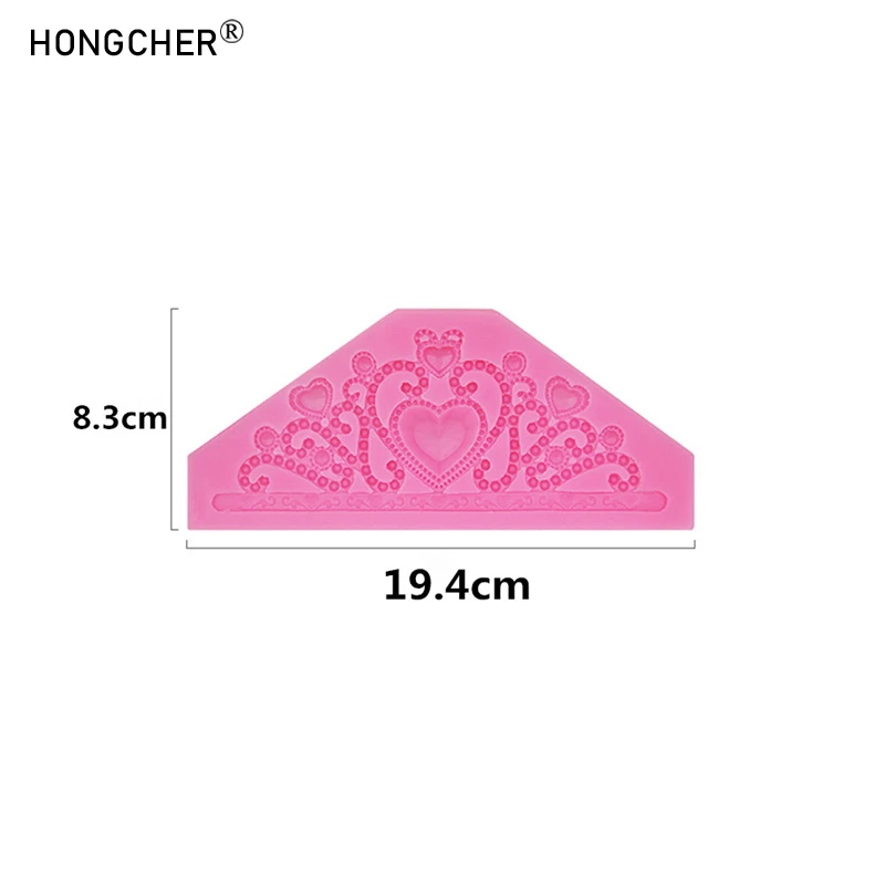 Love Diamond Jewelry Large Crown Handmade DIY Birthday Crown Lace Surround Cake Dessert Decoration Silicone Mold