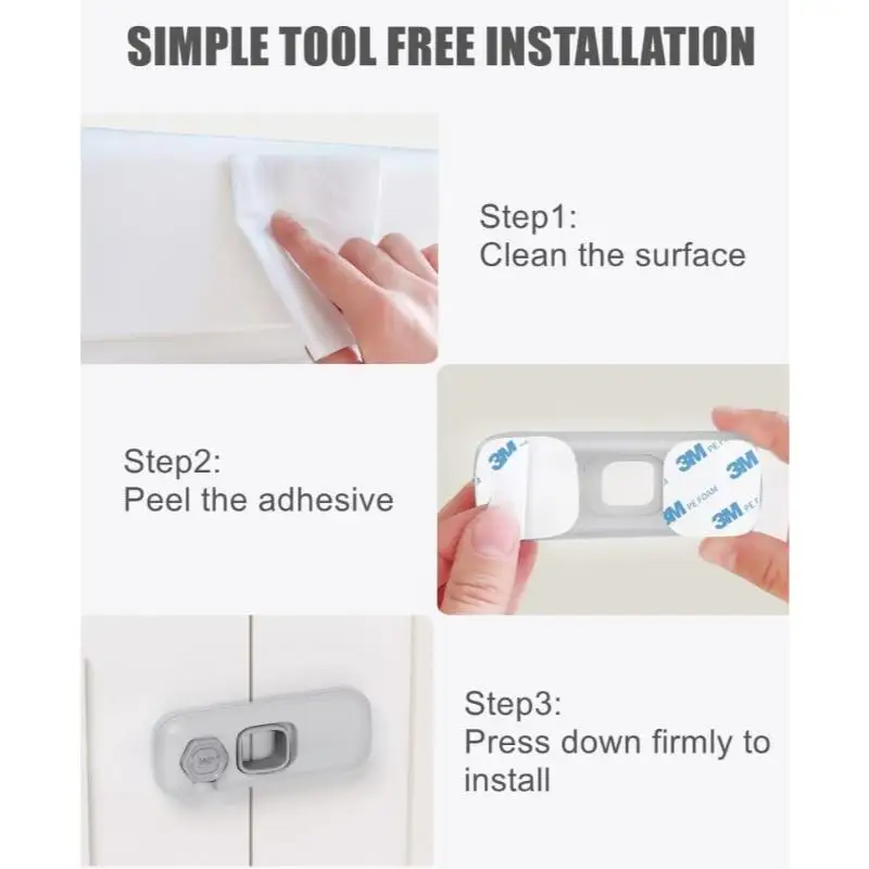 Baby Safety Lock 360 Degree Rotation Design No Drill Strong Adhesive For Cabinets Drawers Wardrobes Child Safety Protection