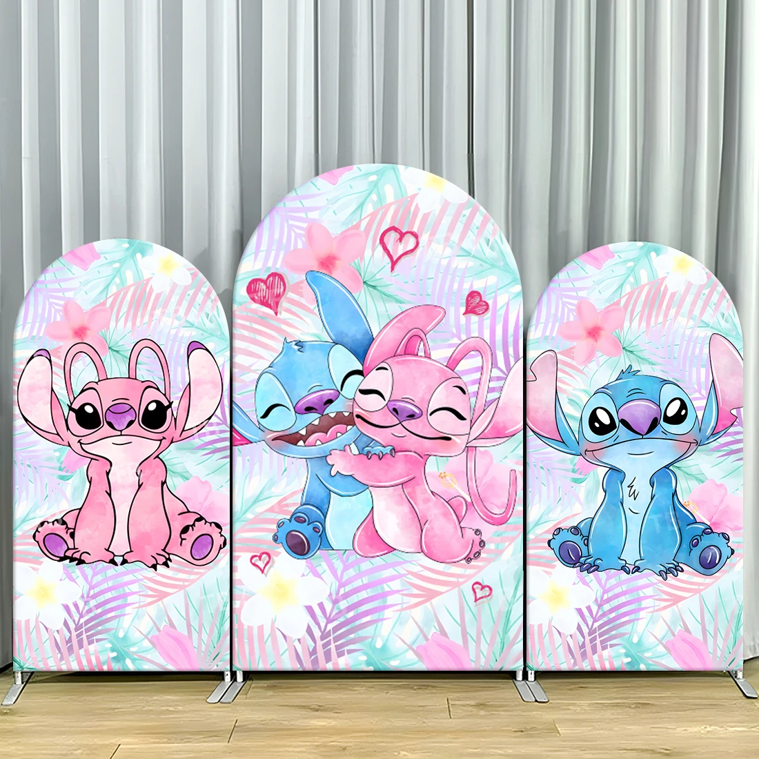

TB Disney Stitch Theme Arch Backdrop Cover Tropical Plants for Kids Party Decoration Photograph Background Wall Studio Supplies