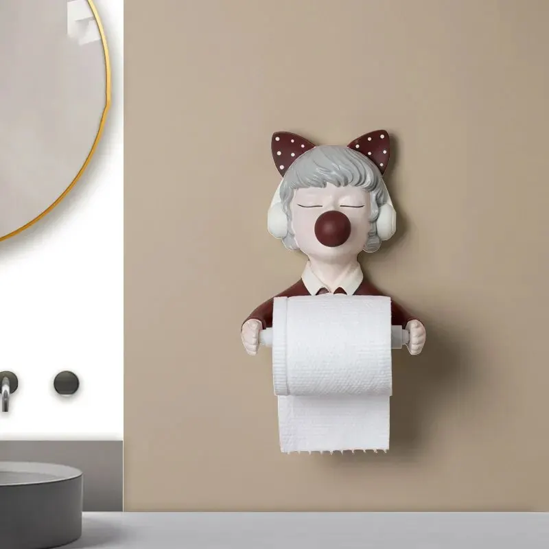 Nordic ins bubble girl roll tissue holder storage rack toilet paper punch-free wall-mounted decorations