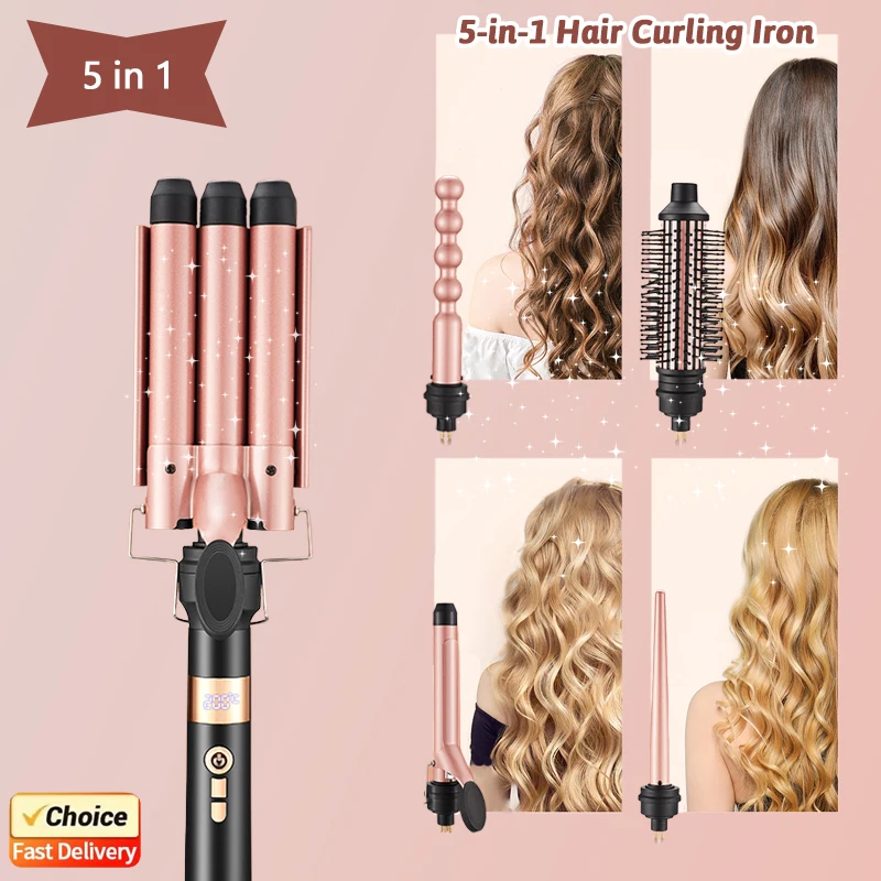 

2025 New 5 in 1 Hair Curler Multifunctional Styling Tool Convertible Curling Iron Hair Styler Salon Tool Home Travel Use