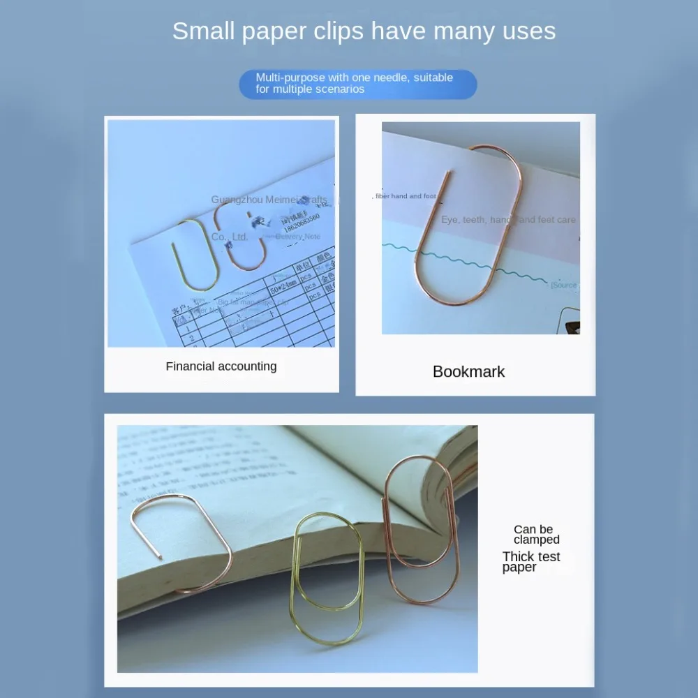 مشابك ورقية كبيرة واسعة ، متينة وبسيطة ، ذهب وردي ، مشبك صور كاواي ، أدوات مكتبية للزينة ، 50: 10