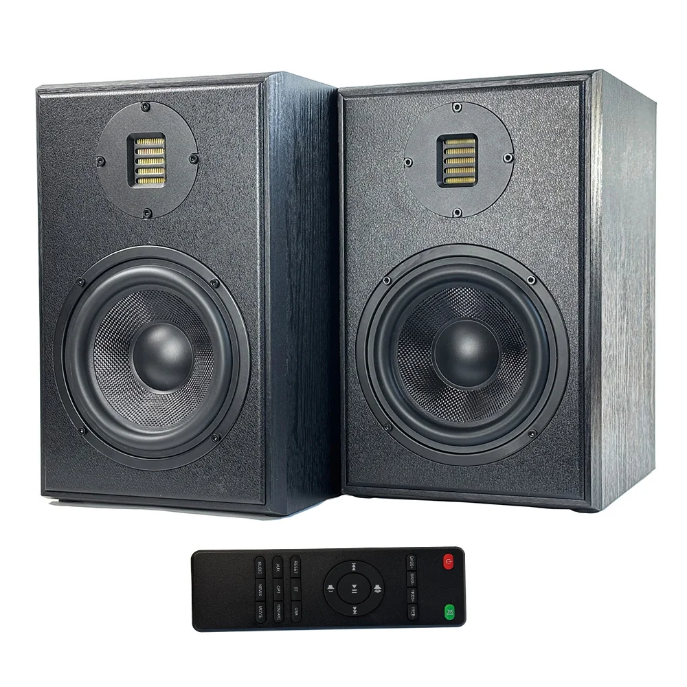 Samtronic 6.5inch Active Carbon Fiber HiFi Bookshelf Speaker Stereo Wooden Bookshelf Speaker for Home Audio AMT Tweeter 625A