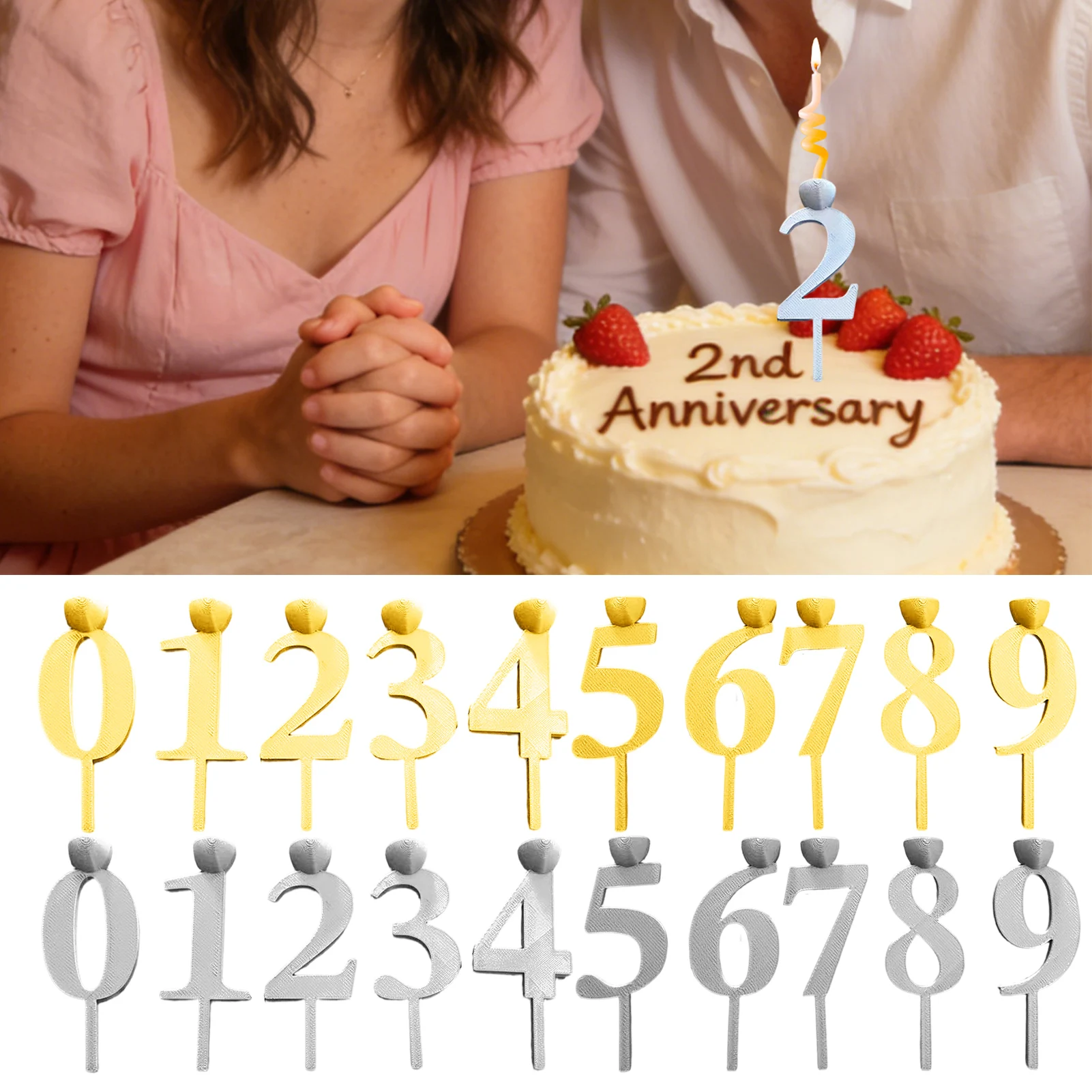 Zahlen-Kuchenkerzenhalter, 10 Stück, Geburtstagsparty-Zubehör, digitale Kerzenständer, Dekoration für Hochzeit, Zuhause, Backen, Familientreffen