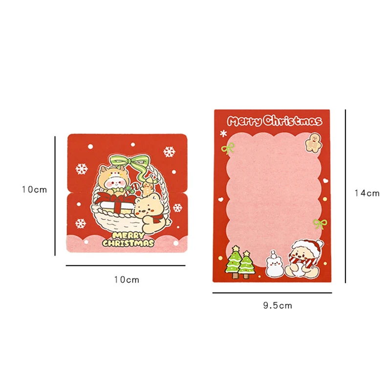 10Pcs Christmas Greeting Card Photo Folding Card DIY Packing Material Card Message Fixed Board Photo Card Collection Sleeves