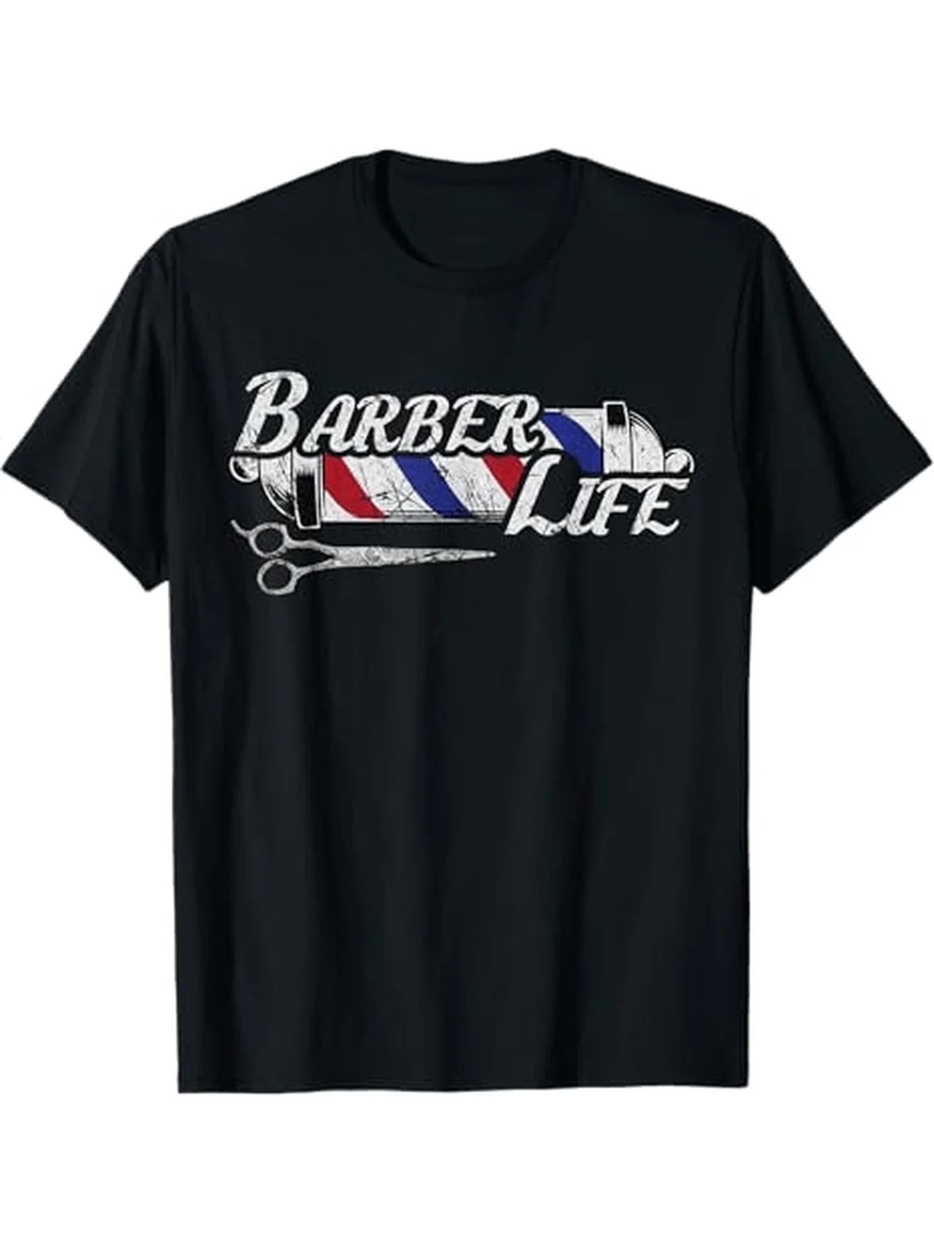 Vintage Barber Life Graphic T-Shirt 100% Cotton O-Neck Short Sleeve Summer Casual Mens T-shirt Streetwear